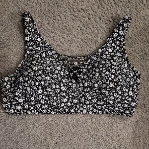 Torrid Black and White Floral Bikini Top